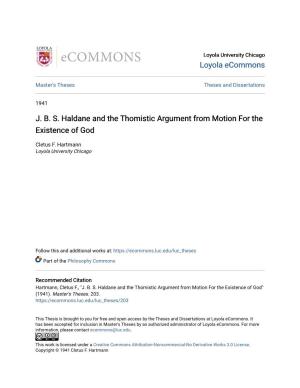 J. B. S. Haldane and the Thomistic Argument from Motion for the Existence of God