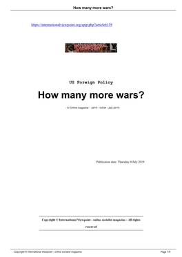 How Many More Wars?