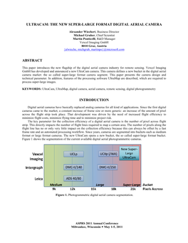 Ultracam: the New Super-Large Format Digital Aerial Camera