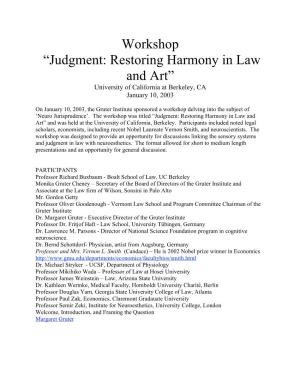 79 Workshop Harmony in Law And