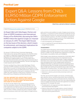 Lessons from CNIL's EUR50 Million GDPR Enforcement Action Against