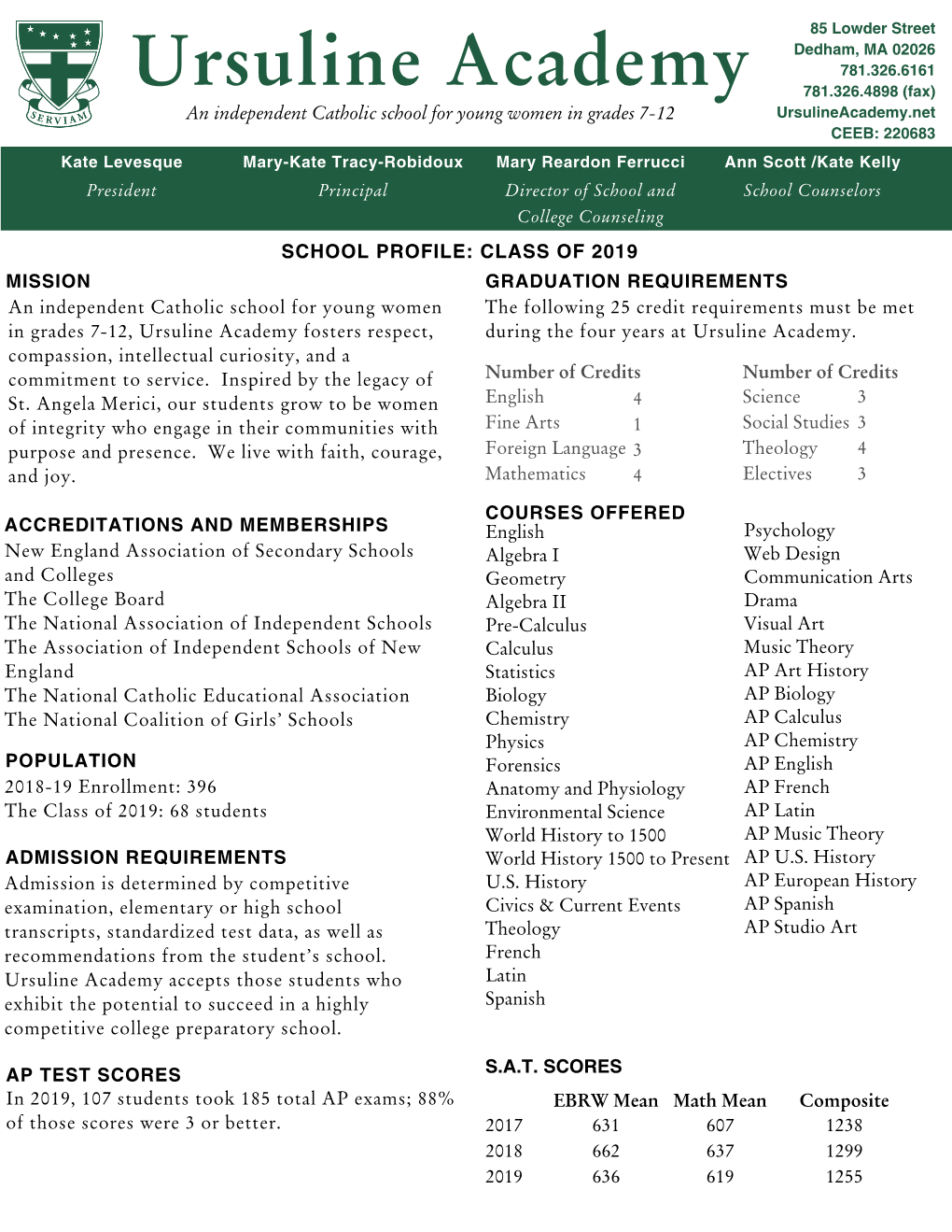 Ursuline Academy School Profile