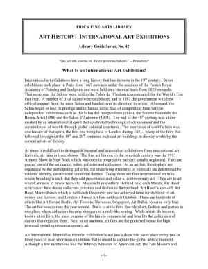 Art History: International Art Exhibitions