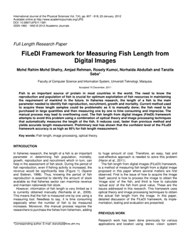 Filedi Framework for Measuring Fish Length from Digital Images