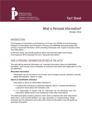 Fact Sheet: What Is Personal Information? 2