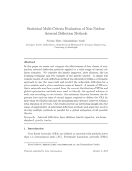 Statistical Multi-Criteria Evaluation of Non-Nuclear Asteroid Deflection