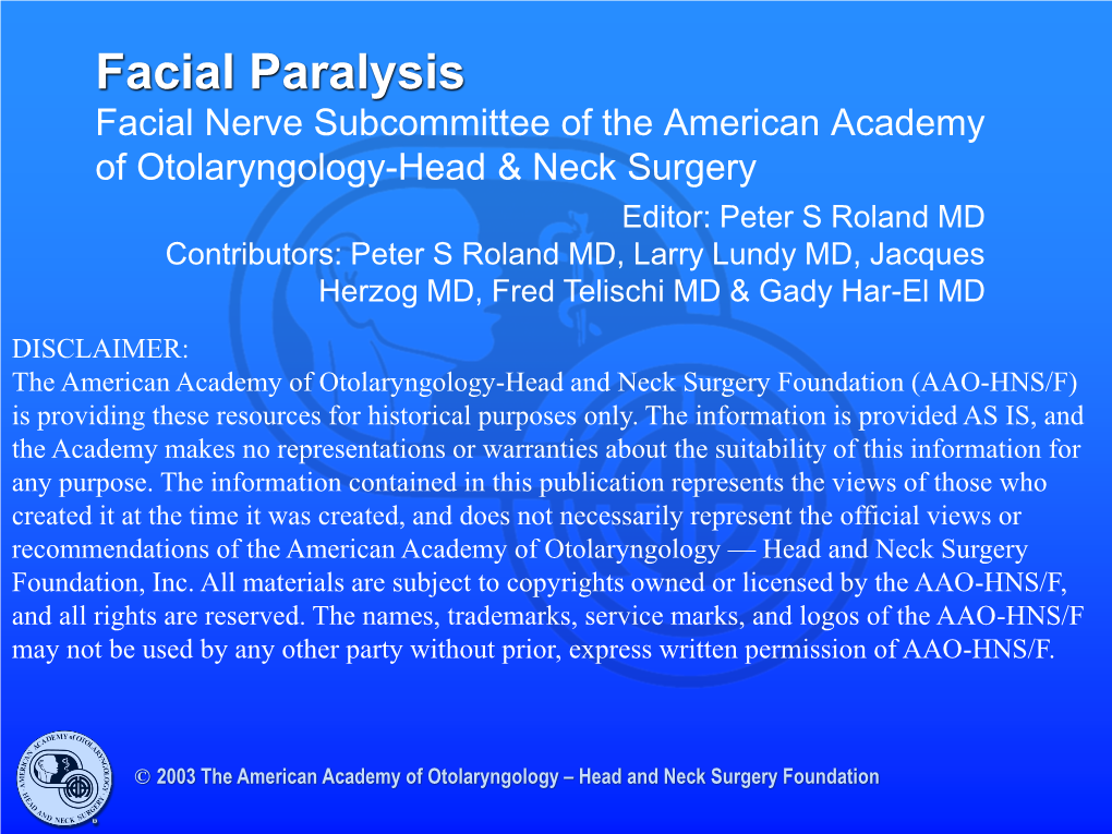 Facial Paralysis