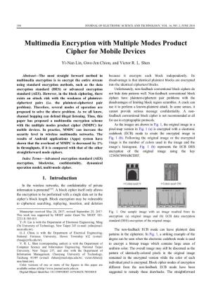 Multimedia Encryption with Multiple Modes Product Cipher for Mobile Devices