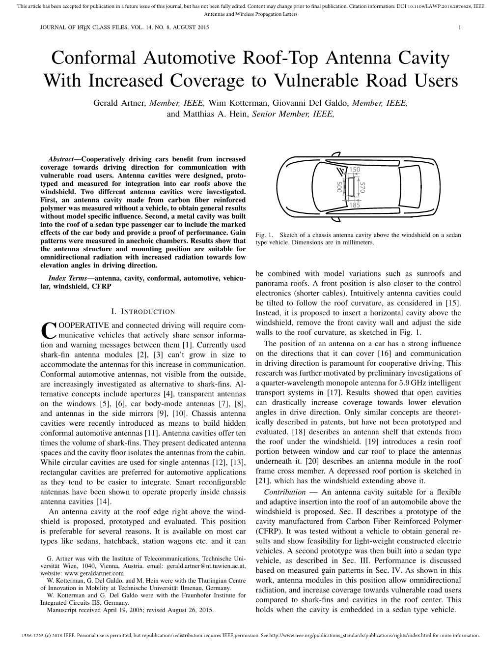 Conformal Automotive Roof-Top Antenna Cavity with Increased