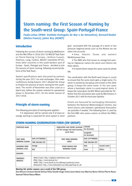 Storm Naming: the First Season of Naming by the South-West Group: Spain-Portugal-France