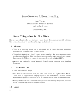 Some Notes on R Event Handling