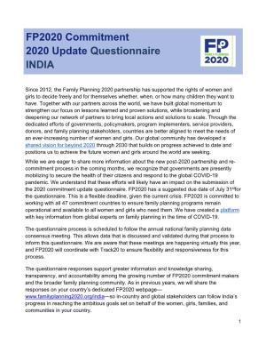 FP2020 Commitment 2020 Update Questionnaire INDIA