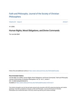 Human Rights, Moral Obligations, and Divine Commands