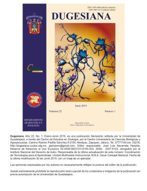 Dugesiana, Año 22, No. 1, Enero-Junio 2015, Es Una Publicación Semestral, Editada Por La Universidad De Guadalajara, a Través