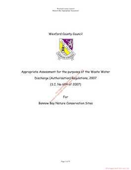 Wexford County Council Appropriate Assessment for The