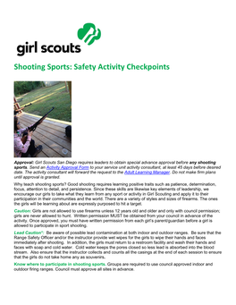 Shooting Sports: Safety Activity Checkpoints