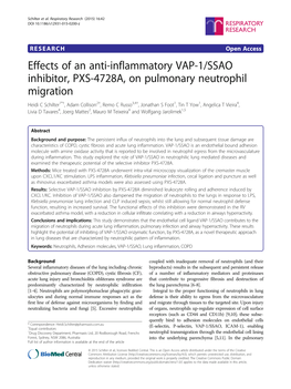 Effects of an Anti-Inflammatory VAP-1/SSAO Inhibitor, PXS-4728A