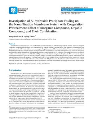 Investigation of Al-Hydroxide Precipitate Fouling on The