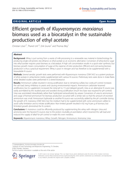 Efficient Growth of Kluyveromyces Marxianus Biomass Used As A