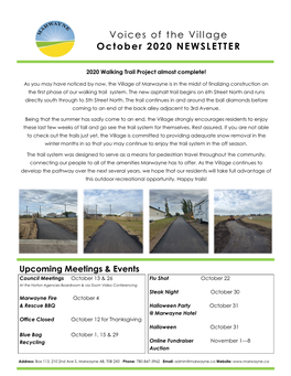 Voices of the Village October 2020 NEWSLETTER