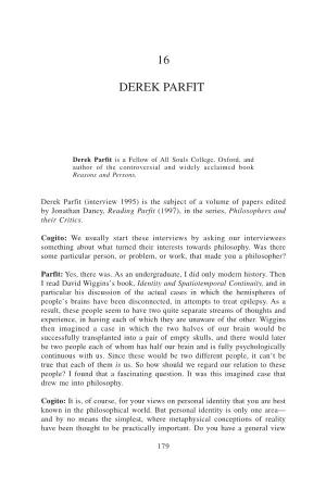 An Interview with Derek Parfit