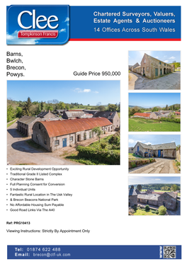 Barns, Bwlch, Brecon, Powys. Guide Price 950,000