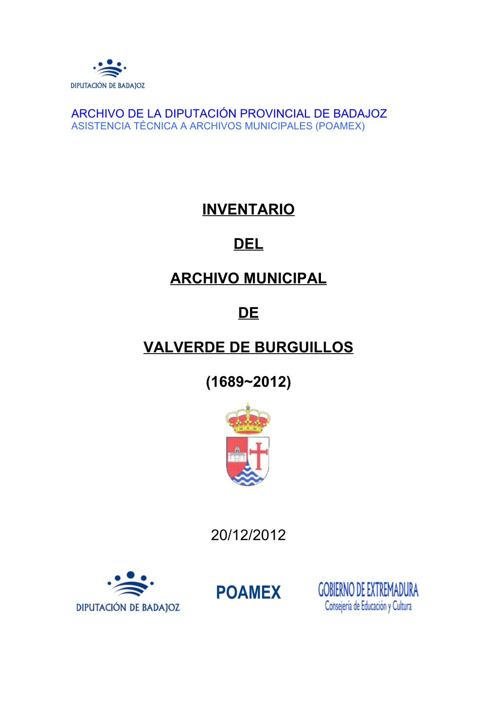 Inventario Del Archivo Municipal De Valverde De Burguillos