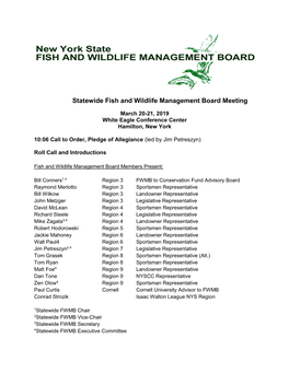NYS FWMB Meeting Notes March 2019