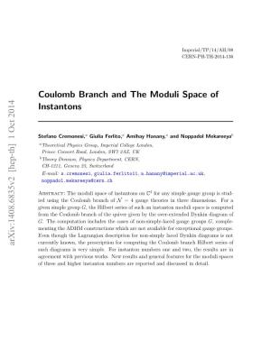 Coulomb Branch and the Moduli Space of Instantons Arxiv