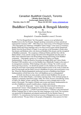 Buddhist Charyapada & Bengali Identity