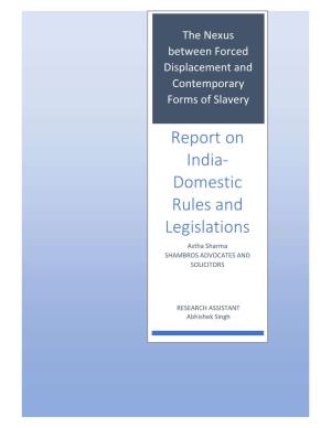 Report on India- Domestic Rules and Legislations