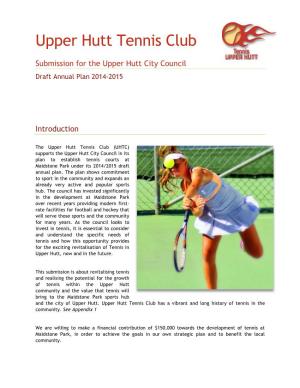 Upper Hutt Tennis Club Submission Final Draft Combined