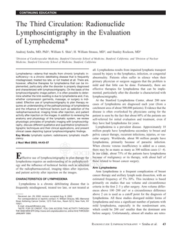 Radionuclide Lymphoscintigraphy in the Evaluation of Lymphedema*