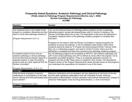 Frequently Asked Questions: Anatomic Pathology and Clinical