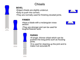 Chisels BEVEL •Edged Chisels Are Slightly Undercut