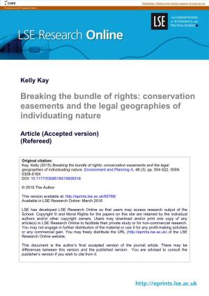 Breaking the Bundle of Rights: Conservation Easements and the Legal Geographies of Individuating Nature