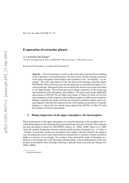 Evaporation of Extrasolar Planets 3