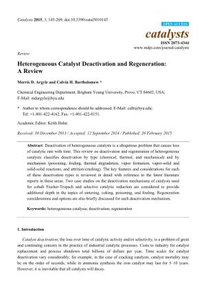 Heterogeneous Catalyst Deactivation and Regeneration: a Review