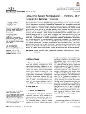 Iatrogenic Spinal Subarachnoid Hematoma After Diagnostic Lumbar Puncture