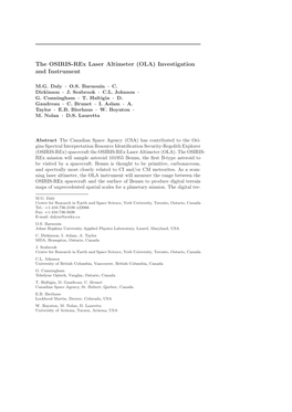 The OSIRIS-Rex Laser Altimeter (OLA) Investigation and Instrument