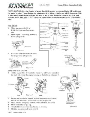 NOTE: DO NOT Allow the Engine to Lay on the Shift Lever Side When Stored in the up Position on the Motor Bracket. This Will Caus