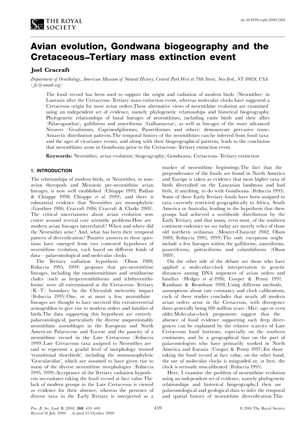 Avian Evolution, Gondwana Biogeography and the Cretaceous