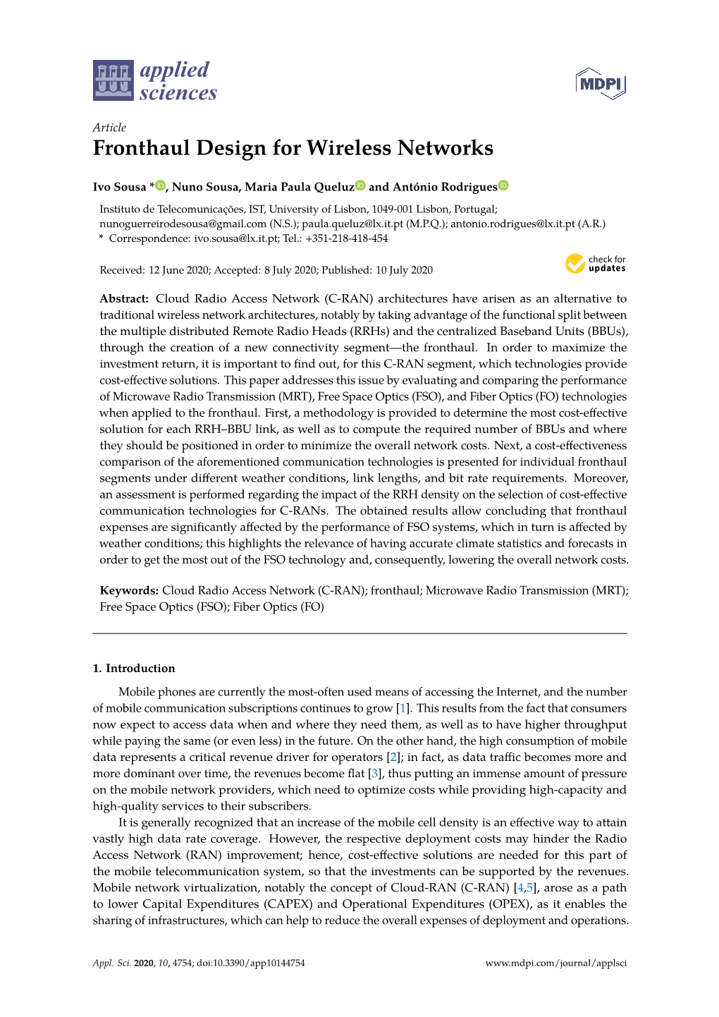 Fronthaul Design for Wireless Networks