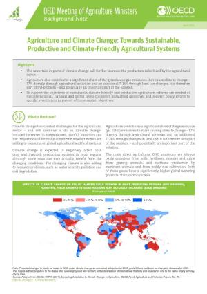 Agriculture and Climate Change: Towards Sustainable, Productive and Climate-Friendly Agricultural Systems