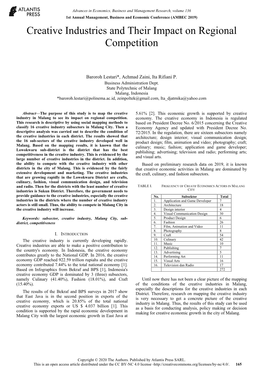 Creative Industries and Their Impact on Regional Competition