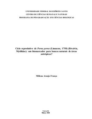Ciclo Reprodutivo De Perna Perna (Linnaeus, 1758) (Bivalvia, Mytilidae): Um Biomarcador Para Bancos Naturais De Áreas Antrópicas?