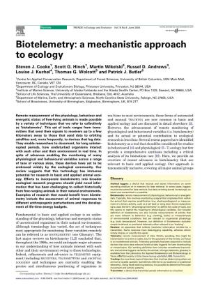 Biotelemetry: a Mechanistic Approach to Ecology