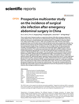 Prospective Multicenter Study on the Incidence of Surgical Site Infection