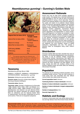 Neamblysomus Gunningi – Gunning's Golden Mole