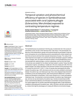 Temporal Variation and Photochemical Efficiency of Species in Symbiodinaceae Associated with Coral Leptoria Phrygia